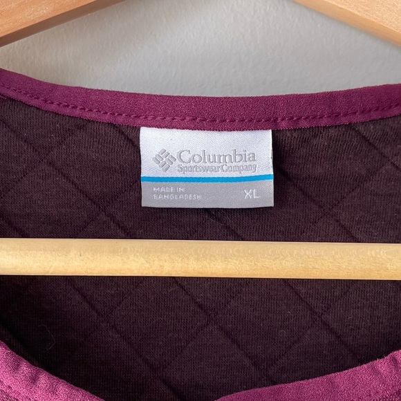 Columbia Lodge Quilted Cardigan Sweater Size XL Burgundy Purple Mid Weight Layer - Picture 4 of 8